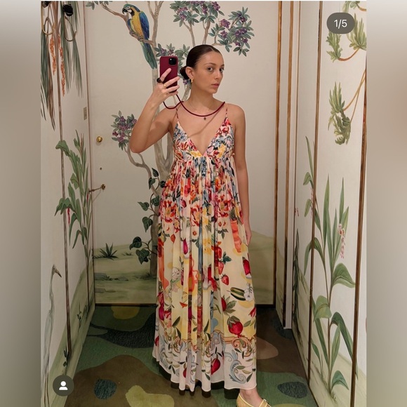 💕 Farm Rio Pink Garden Terrace Maxi Dress EEUC once worn Sz S - Picture 4 of 7